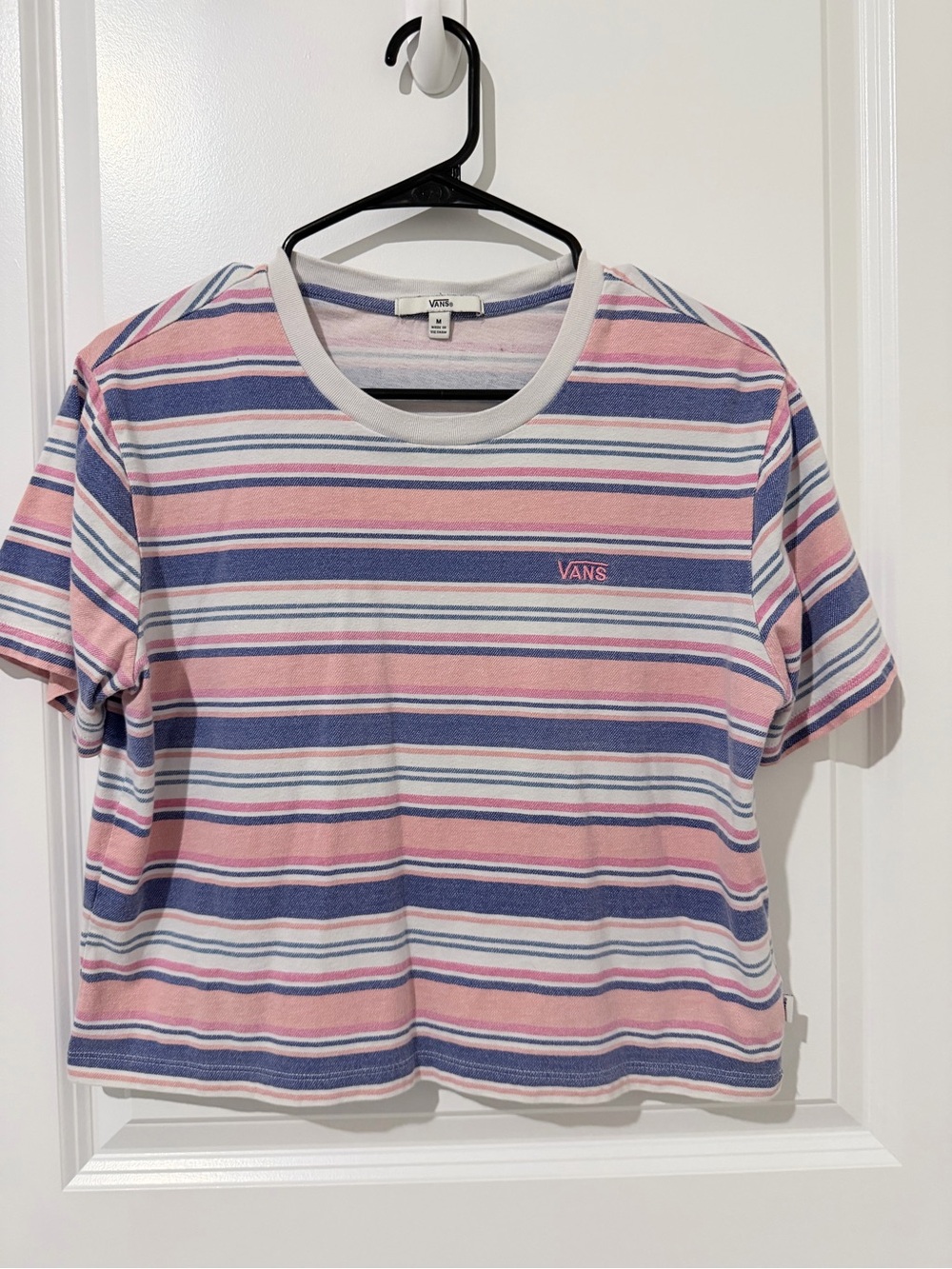 Vans Pink & Blue Striped Short Sleeve Tee
